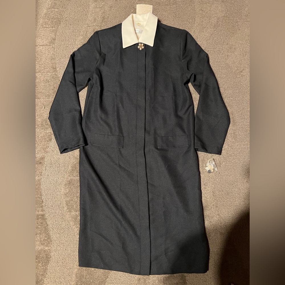 Vintage Terri Ellen Dress Midi Longsleeve Removeable Collar Hidden Button Down